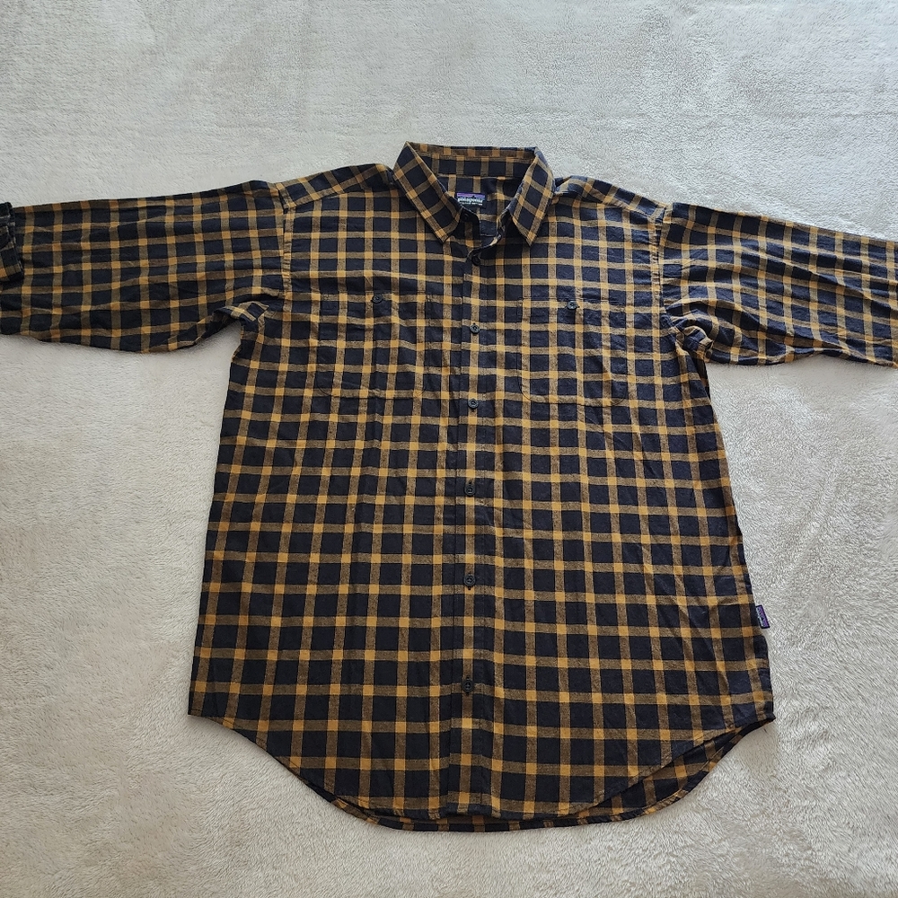 Patagonia Long-Sleeve Chima Cotton Shirt, Men's Large, EUC - Pine Lodge/Black
